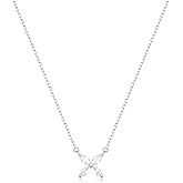 BYIA S925 Sterling Silver Necklace for Women Marquise Cubic Zirconia Necklaces 14K Gold Plated 16.5+2" Adjustable Chain Four-Leaf CZ Flower Dainty Floral Pendant Elegant Jewelry