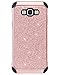 BENTOBEN Galaxy J7 2016 Case, Galaxy J7 J710 Case, Glitter 2 in 1 Luxury Bling Hybrid Hard PC Sparkly Shiny Faux Leather Chrome Shockproof Protective Case for Samsung Galaxy J7 J710 (2016), Rose Gold