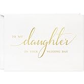 MAGJUCHE To My Daughter On Your Wedding Day Card, Gold Foil Wedding Card