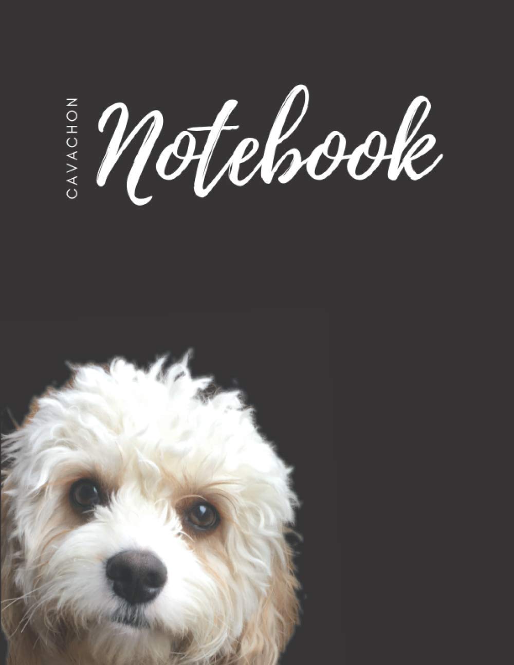 Cavachon Notebook: Fun, lined, large 8.5 X 11 inch black journal with adorable puppy cover