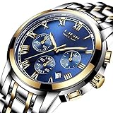 LIGE Men's Quartz Stainless Steel Watch, Color:Blue (Model: DS13)