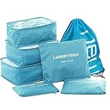HiDay 7 Set Packing Cube - 3 Travel Cubes + 3 Pouches + 1 Drawstring Backpack Bag, Perfect Travel Packing