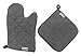 Lavlish Oven Mitt & Pot Holder Set 100% Cotton, Gray