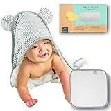 Premium Hooded Baby Towel and Washcloth Set | Organic Bamboo Baby Towels with Hood | Extra Large 2x as Soft & Thick Baby Bath Towel | Baby Hooded Towel for Boy, Girl, Newborn, Infant, Toddler