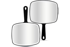 DVHOK 2Pcs Handheld Mirror, Portable Hand Mirror with Hanging Hole in Handle, Black 10.4″ L x 7.4″ W