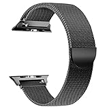 Stainless Steel Band Mesh bracelet strap Replacement Band with Magnetic Closure Clasp for Apple Watch Series 1 Series 2 Series 3 Edition 42mm Black