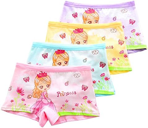 Defitck Girls Panties princess Boxers Briefs Cartoon cute Underwear 4pack (L(6-8year), YB-009)