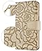 FLYEE Case Compatible with iPhone 6 plus(2014)/iphone 6s Plus(2015)5.5 inch,Wallet Case for Women and Girls With Card Holder,Premium Leather[Embossed flowers]Flip case protective & Wrist Strap-Beige