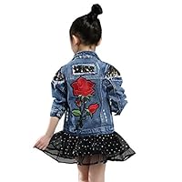 Star Flower Girls Denim Blue Coats Jackets Autumn Wear (8, Blue)