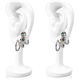 Chris.W 2 Pcs Ear Shaped Jewelry Display Rack, Human Earring Display Holder for Shows Countertop Stand Earring Hanger Tower (White)