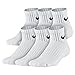 NIKE Boys' Performance Cushion Quarter Socks with Band (6 Pairs), White/Black, Large