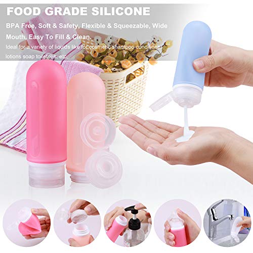 18Pcs Travel Bottles Set, REERON 3Oz Leak Proof Silicone Travel Containers TSA Approved, Refillable Toiletries Travel Tubes Accessorie & Spray Bottles & Cream Jars, For Cosmetic Shampoo Lotion Liquids