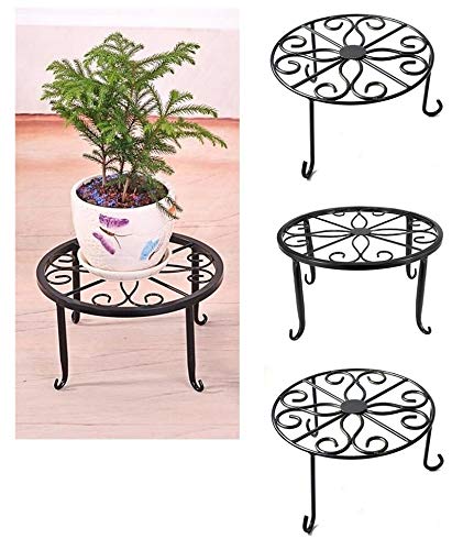 Erbanize Metal Pot Stand, Black, Large, 3 Pieces