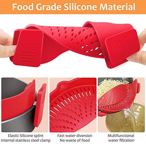 YEVIOR Clip on Strainer for Pots Pan Pasta Strainer, Silicone Food