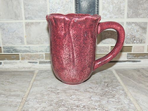 Coffee/Tea Mug. Unique Burgundy speckled glaze.Tulip shaped top. Food and microwave safe