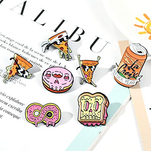 image for FSMILING Cute Enamel Pin Set Creative Food Badge Brooches Lapel Pins f