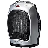 AmazonBasics 1500 Watt Oscillating Ceramic Space Heater with Adjustable Thermostat - Silver