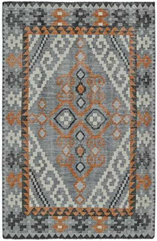 Bombay Home Hand-Knotted Vintage Grey Medallion Kilim Rug (4'0 x 6'0) - 4' x 6'