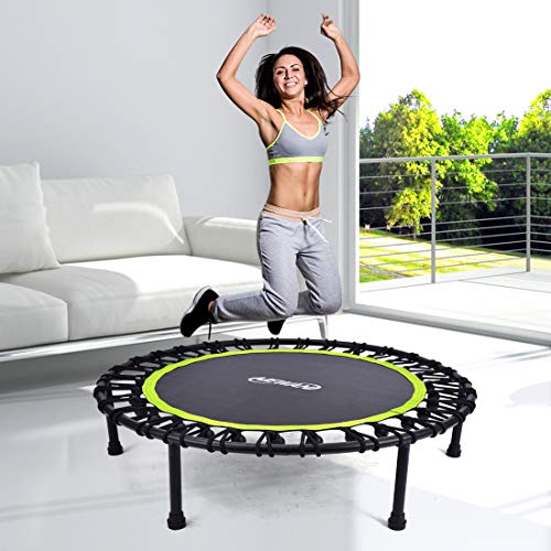 Newan 40'' Silent Fitness Mini Trampoline - Indoor Rebounder for Adults - Best Urban Cardio Jump Fitness Workout Trainer, Covered Bungee Rope System - Max Limit 330 lbs - Thumbnail 7