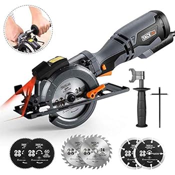 TACKLIFE Circular Saw with Metal Handle, 6 Blades(4-3/4
