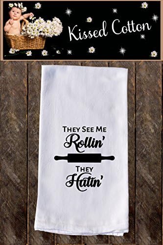 Funny Dishcloth/ Tea Towel / Flour Sack Towel / Dish Towel ~ They See Me Rollin They Hatin {KC000031}