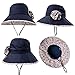 Bucket Boonie Cord Fishing Beach Cap Summer Sun Hat Wide Brim for Women UPF50+ Navy