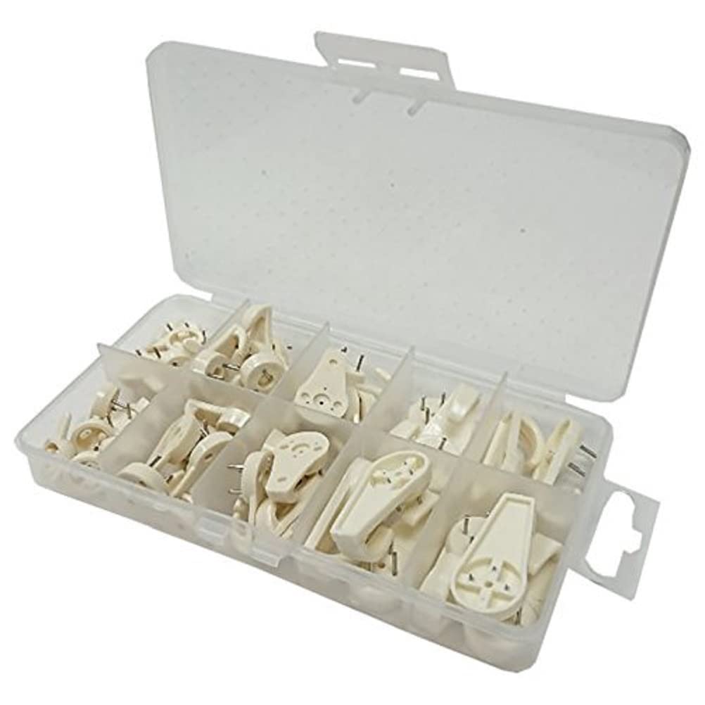 Merriway BH06590 (42 Pcs) Assortment of Hammer-In Hardwall Hooks in a 10 Compartment Carry Case - Pack of 42 Pieces
