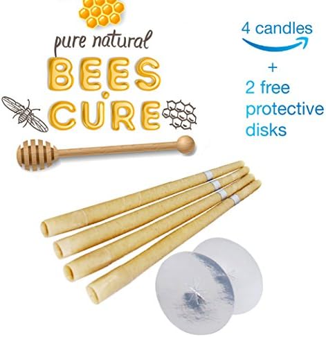 Beeswax Candling Cones 4 Pack - 100% Natural Beeswax Candle- 2 Protective Disk Included