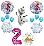 Mayflower Products Frozen 2nd Birthday Party Supplies Olaf, Elsa and Anna Balloon Bouquet Decorations Pink #2