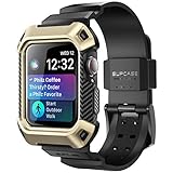 SUPCASE Rugged Protective Case for Apple Watch 4 / Watch 5 [44mm], with Strap Bands for Apple Watch Series 4 2018 / Series 5 2019 [Unicorn Beetle Pro] (Gold)