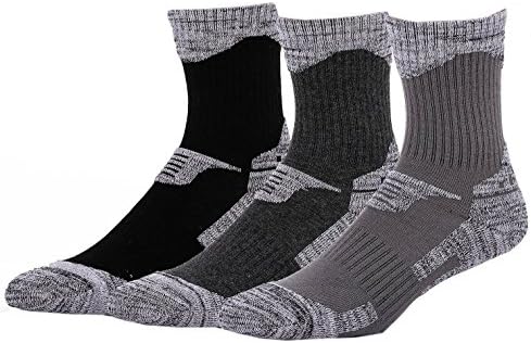 Outdoor Socks, 3-Pack Men's Athletic Crew Cushion Hiking Camping Running