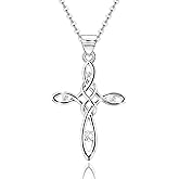 Evelyni Sterling Silver Celtic Cross Necklaces for Women - Cubic Zirconia Celtic Knot Necklace Hypallergenic Adjustable Pendant Necklace Classic Irish Jewelry Gifts for Her Mom Wife