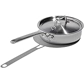 Heritage Steel x Eater 1.5 Quart Mini Sauté Pan with Lid | Made in USA | 5-Ply Fully Clad Stainless Steel Pan | Stay Cool Handle Design | Induction Capable & Non-Toxic Cookware