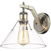 Golden Lighting 3306-1W AB-CLR Orwell - 1 Light Wall Sconce-9.63 Inches Tall and 10 Inches Wide, Finish Color: Aged Brass, Sh
