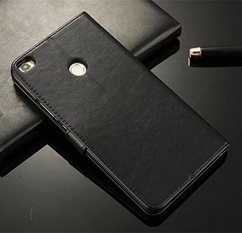 Tmusik Xiaomi Mi Max 2 Mimax 2 Case, [Wallet Function] [Stand Feature] Vintage Crazy Horse PU Leather Case, Flip Folio Book Cover with Magnetic Closure [Cash Pocket & 2 Credit Card Holders] - Black