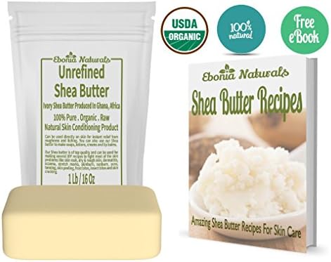 Unrefined shea butter from Ebonia Naturals - African, Raw Deep Conditioning moisturizer - use directly or in DIY recipes for eczema, dermatitis, skin care,acne - make bars, lotions and creams