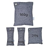 MySit Air Purifying Bags Sets, Bamboo Charcoal Bag Odor Remover for Auto Shoe Cabinet Pet Car Fridgerator Toilet (100gx2+200gx1+500gx1)