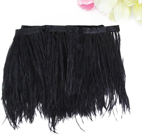 Ostrich Feather Dyed Fringe 1 Yard Trim Black