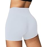 YIZAO High Waisted Biker Shorts for Women-5" Tummy Control Fitness Athletic Workout Running Yoga Gym Shorts White