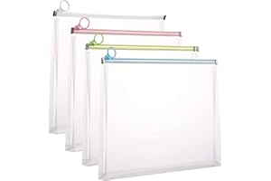 YESSART 9x12 Clear Zip Plastic Envelopes File Document Paper Holder Pack of 4 (4 Pack)