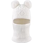 Winter Baby Knitted Hat Scarf Kids Boys Girls Hood Hats Toddler Earflap Beanie with Pompom