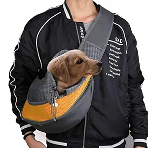 Pets Empire Pet Carrier Hand Free Sling Puppy Carry Bag Small Puppy Cat Travel Carrier with Breathable Mesh Pouch for Outdoor Travel Walking Subway-Yellow