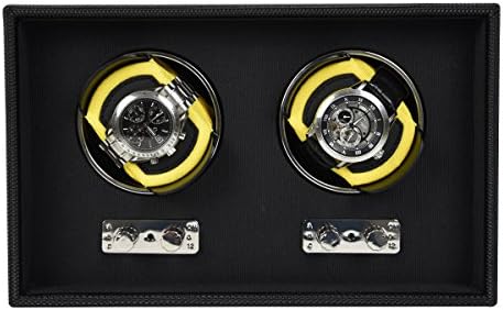DULWICH DESIGNS mens accessories – Textured Black Double Watch Rotator with Yellow Pads