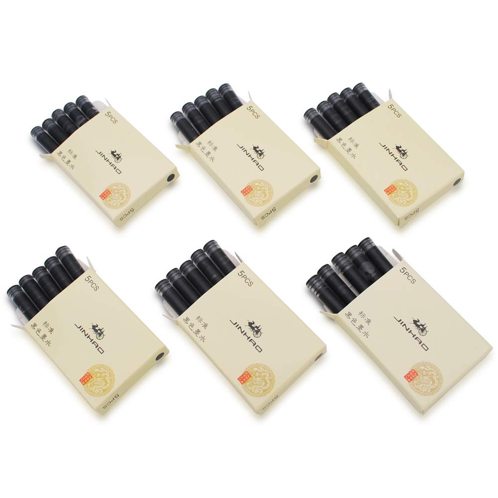 30pcs JINHAO Ink Cartridges Fountain Pen Refills for JINHAO and Baoer Pen Standard Size (Black)
