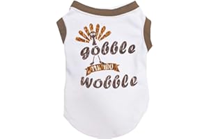Petitebella Turkey Gobble Till You Wobble Puppy Dog Shirt (White/Brown, Medium)
