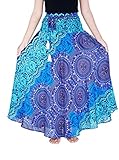 Lannaclothesdesign Women's Long Maxi Rose Multi Color Skirts Boho Skirts One Size Blue