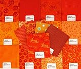 FAT QUARTER ~ Set of 10 100 % COTTON ~ ORANGE ~ Quilt Fabric ~ CRAFTS ~ SEWING