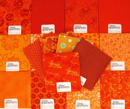 FAT QUARTER ~ Set of 10 100 % COTTON ~ ORANGE ~ Quilt Fabric ~ CRAFTS ~ SEWING