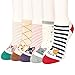 Fasker 5 Pairs Womens Cute Animal Ankle Socks, Cartoon Cotton Casual Crew Socks