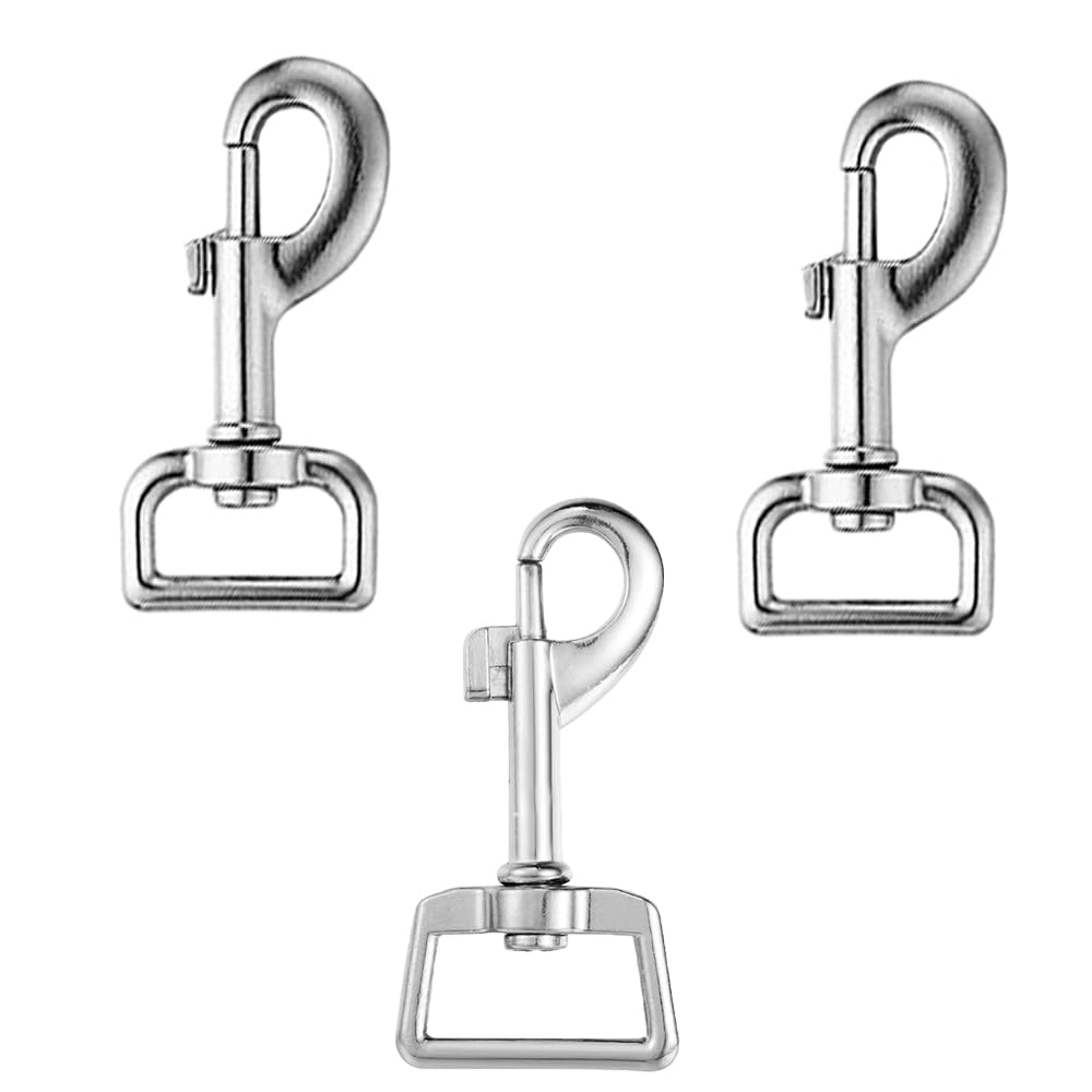 3 PCS Dog Lead Clips Square Eye 360° Leash Swivel Snap Hook Heavy Duty Trigger Clips Clasp Buckle for Connecting Pet Collars Keychains Dog Leash